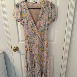 Zara Pink Printed MIDI Dress